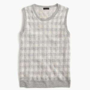 J Crew Collection Cashmere Shell Gray Gingham